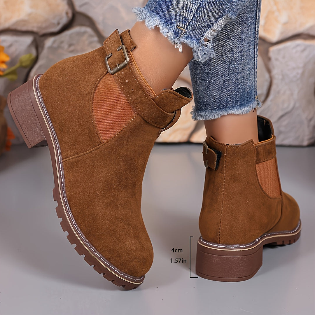 Nora - Slip-On Buckle Ankle Boots