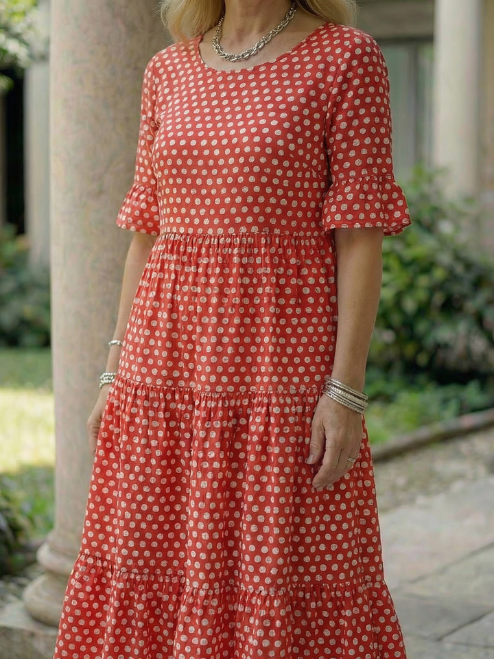 Arlo | Polka Dot Tiered Midi Dress