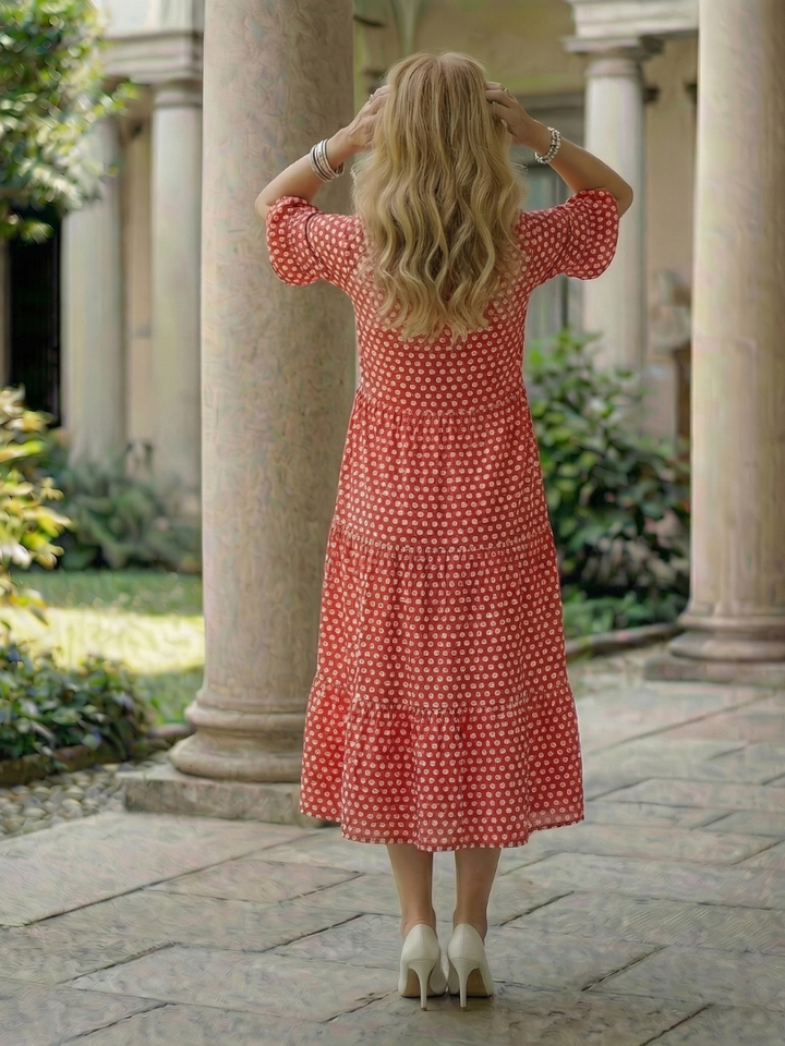 Arlo | Polka Dot Tiered Midi Dress