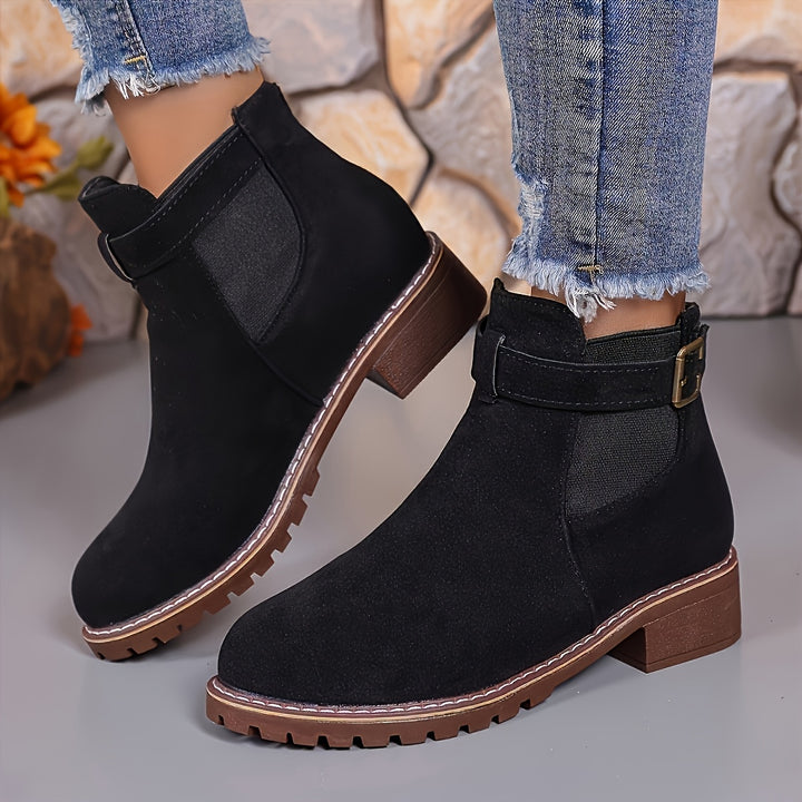 Nora - Slip-On Buckle Ankle Boots