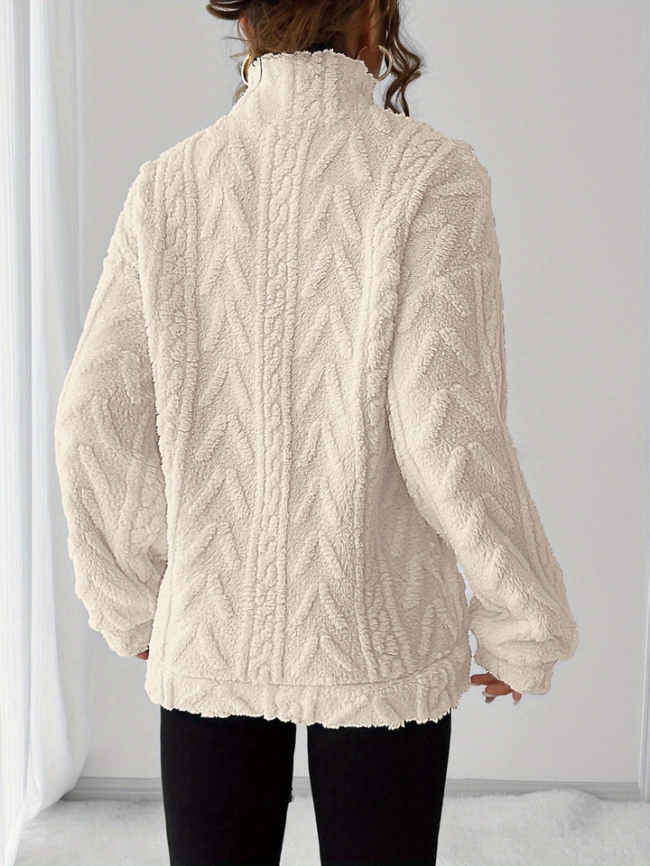 Lena - Fleece Lapel Zip Sweatshirt