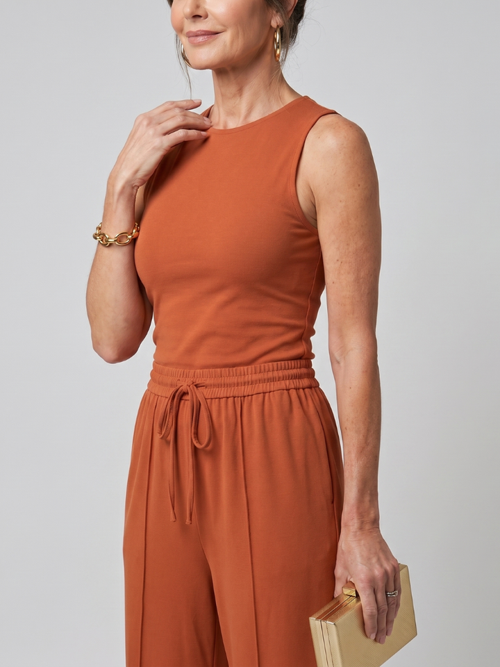 Valencia - Sleeveless Smooth Wide Leg Pants Set
