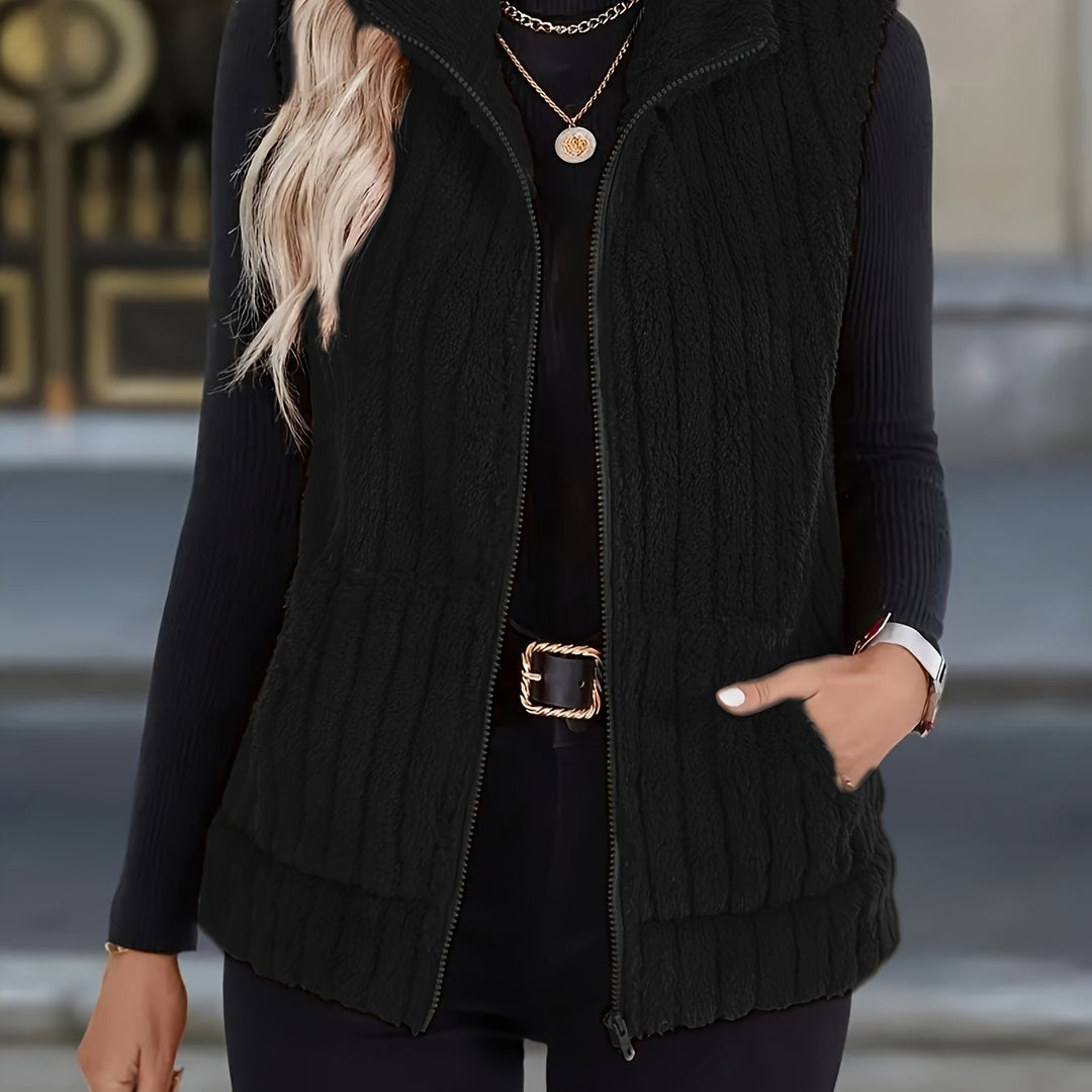 Mila - Plush High-Neck Vest Jacket