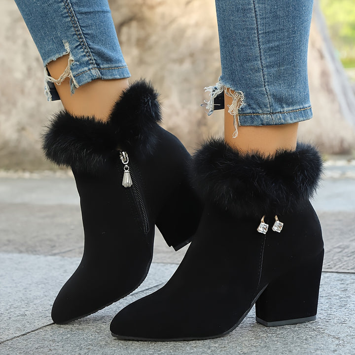 Celeste - Fleece-Lined Pointed Toe Ankle Boots