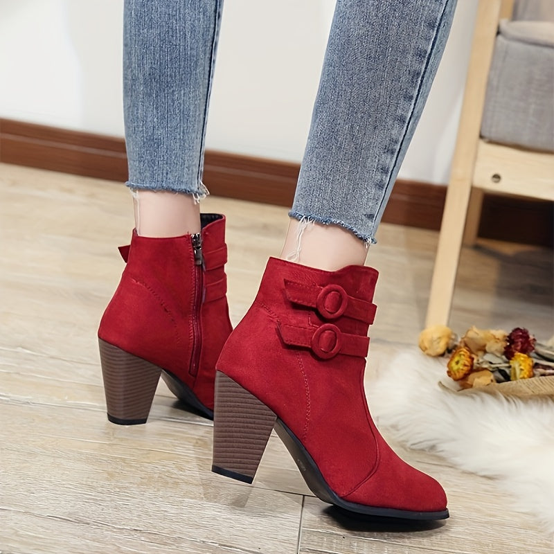 Stella - Pointed Toe Block Heel Ankle Boots