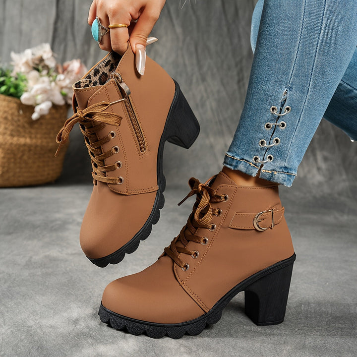 Ember - Lace Up Buckle Ankle Boot