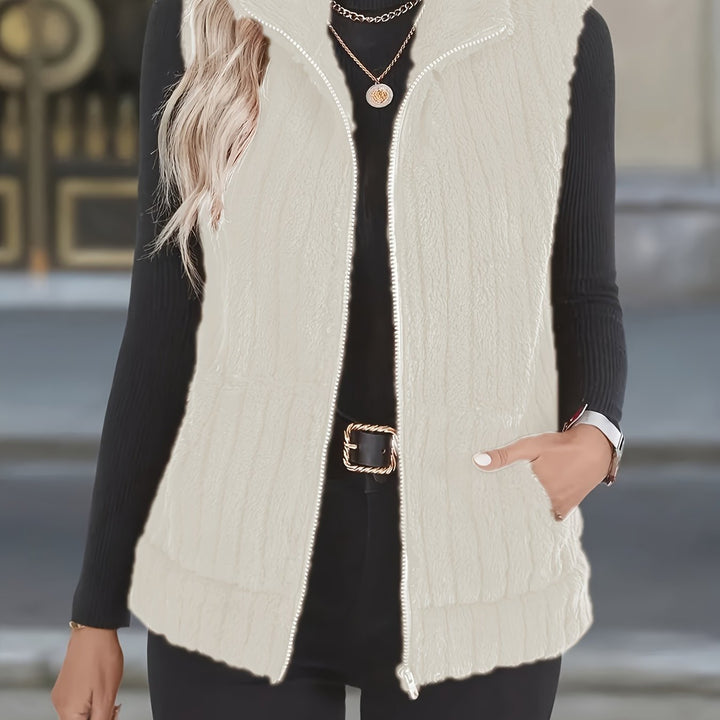 Mila - Plush High-Neck Vest Jacket