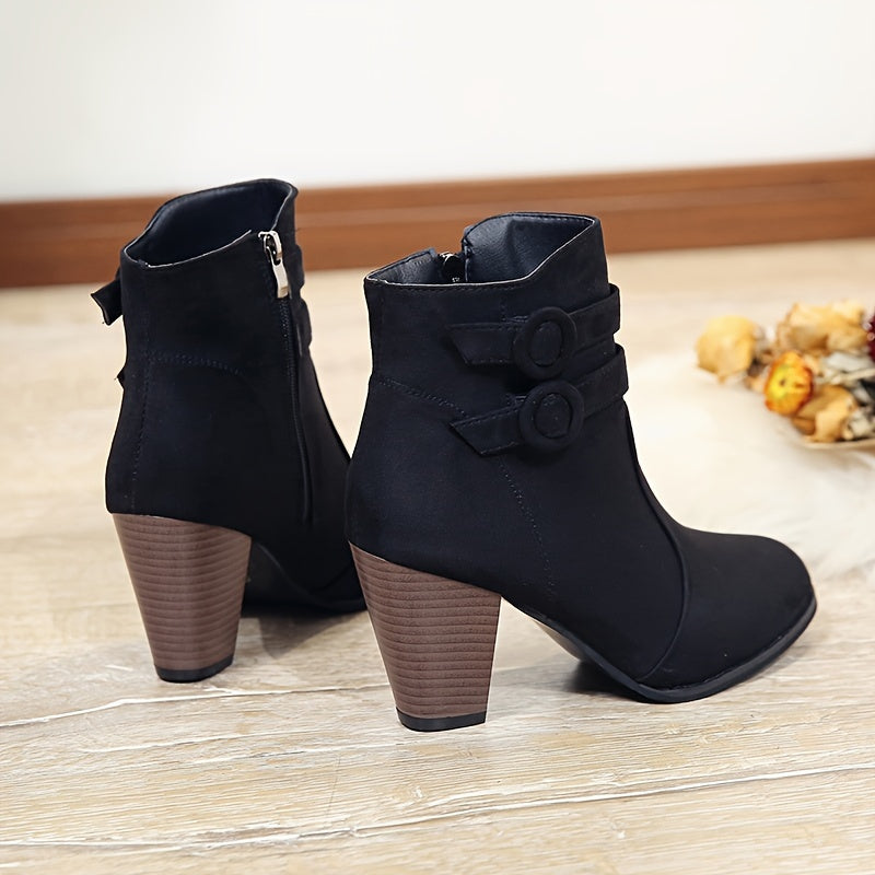 Stella - Pointed Toe Block Heel Ankle Boots