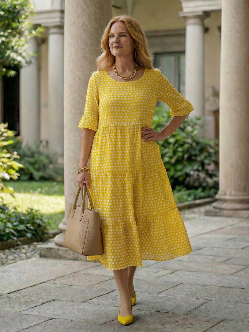 Arlo | Polka Dot Tiered Midi Dress