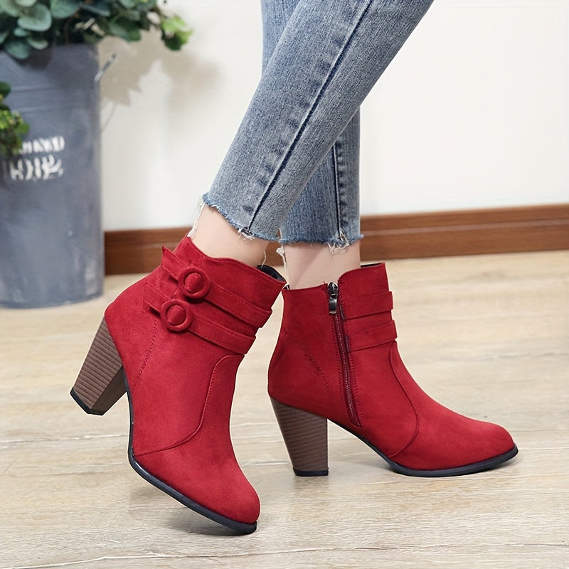 Stella - Pointed Toe Block Heel Ankle Boots