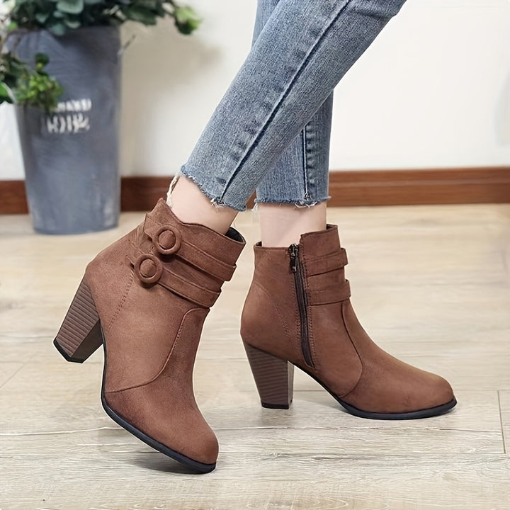 Stella - Pointed Toe Block Heel Ankle Boots