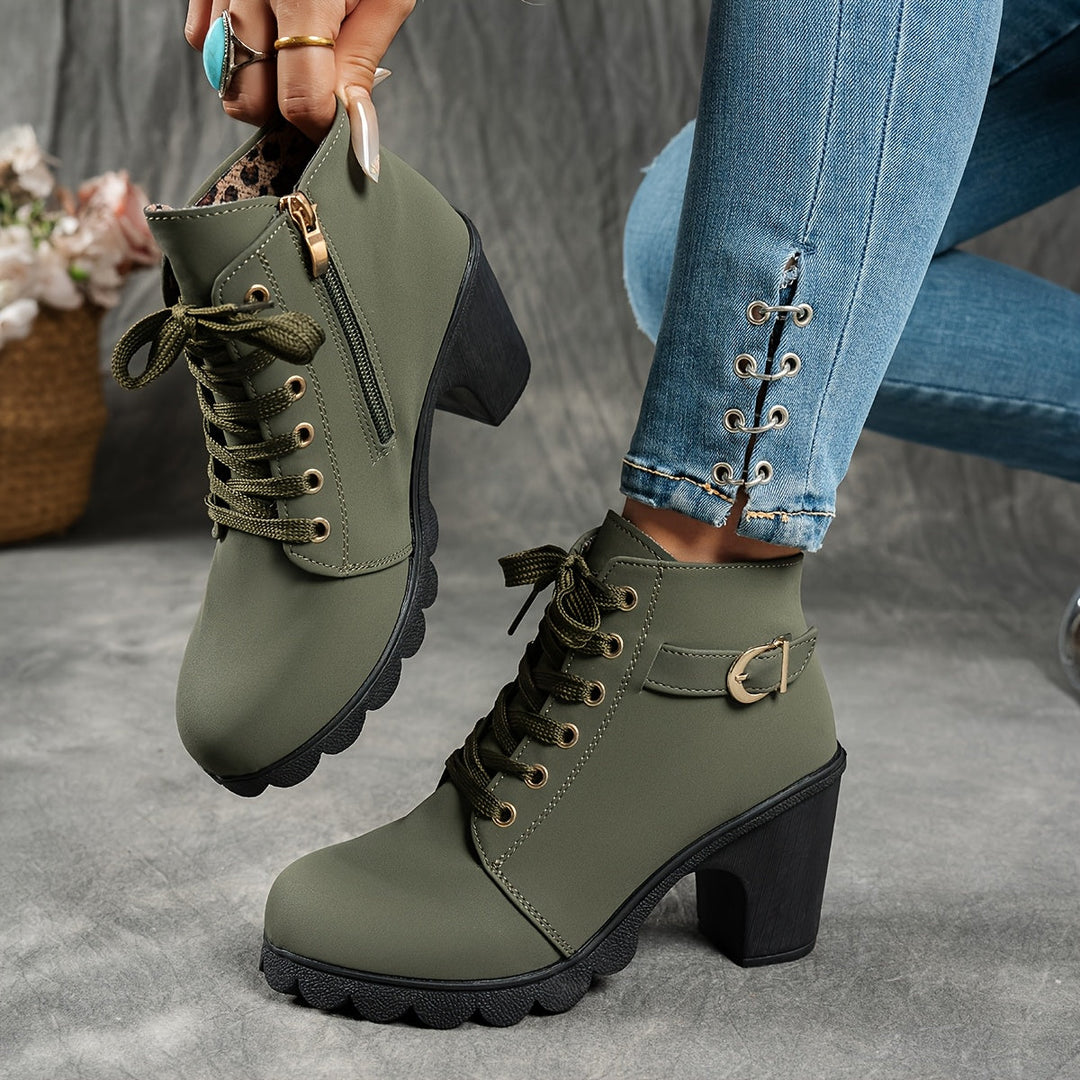 Ember - Lace Up Buckle Ankle Boot