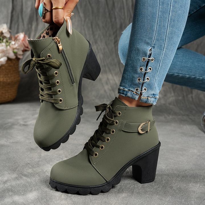 Ember - Lace Up Buckle Ankle Boot