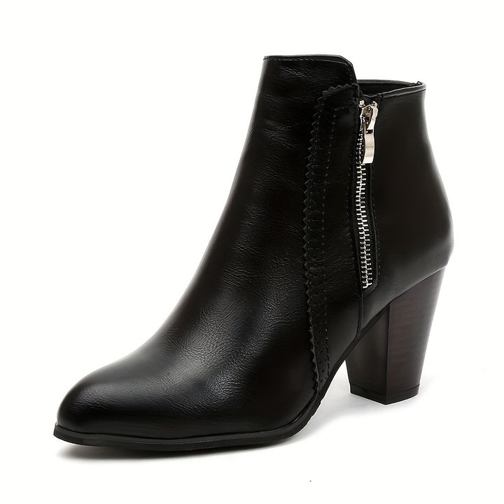 Reva - Zip Block Heel Ankle Boots