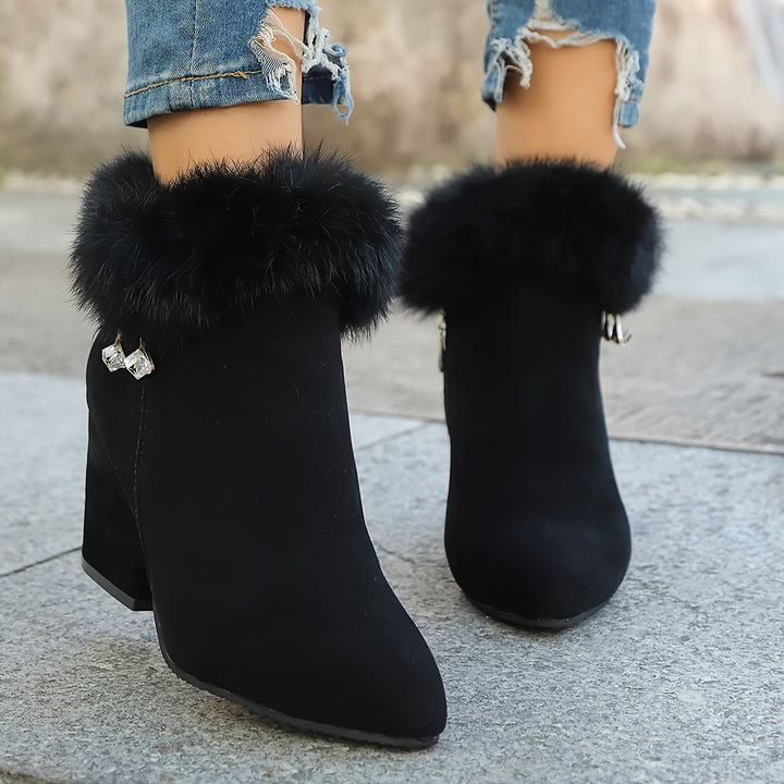 Celeste - Fleece-Lined Pointed Toe Ankle Boots