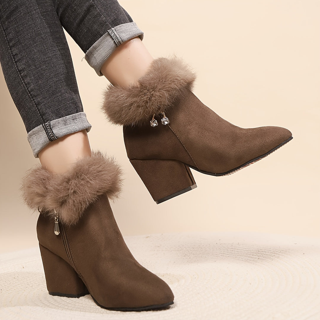 Celeste - Fleece-Lined Pointed Toe Ankle Boots