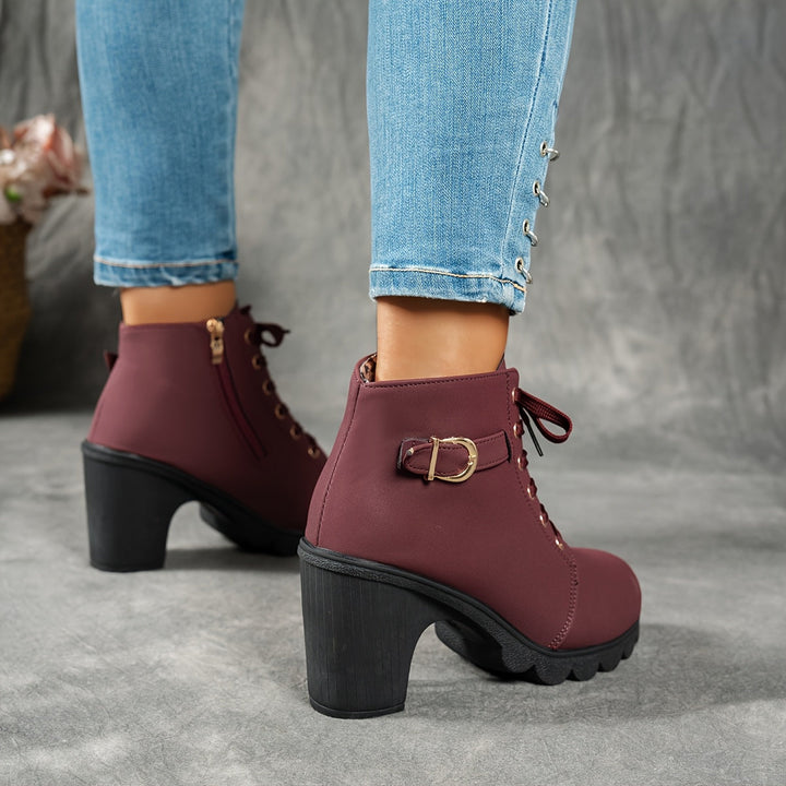 Ember - Lace Up Buckle Ankle Boot