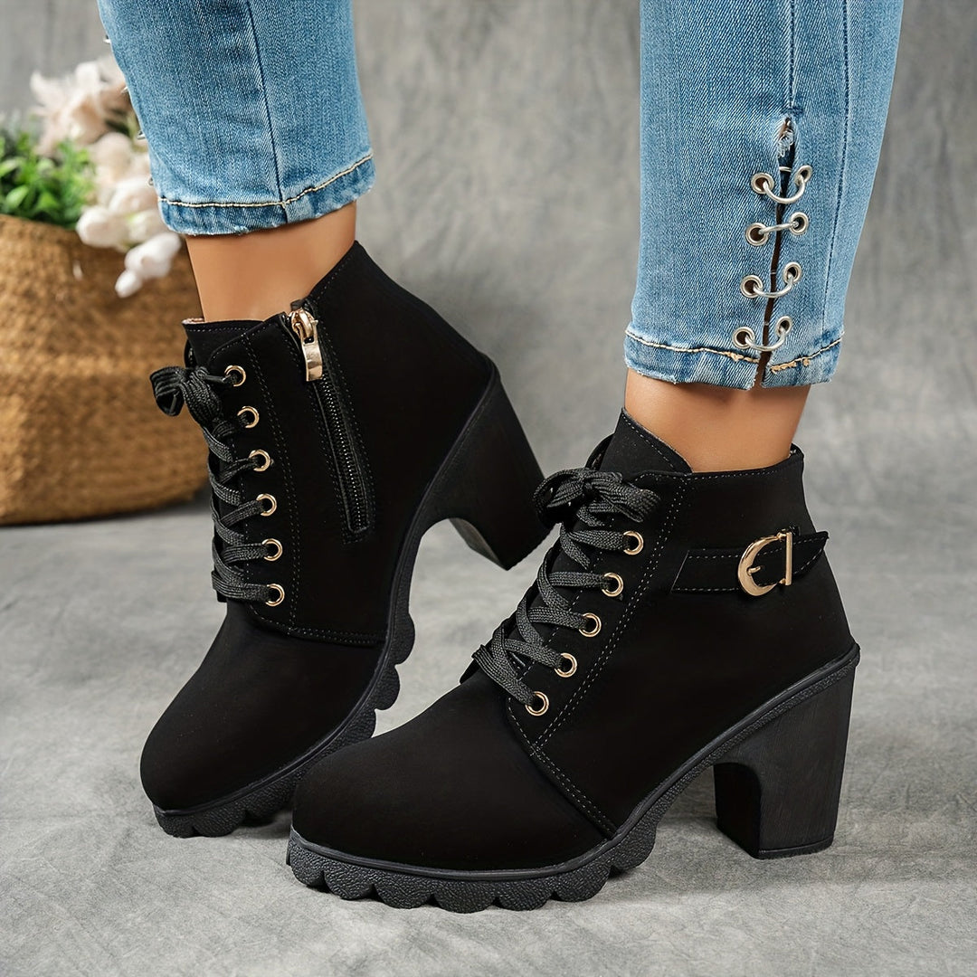 Ember - Lace Up Buckle Ankle Boot