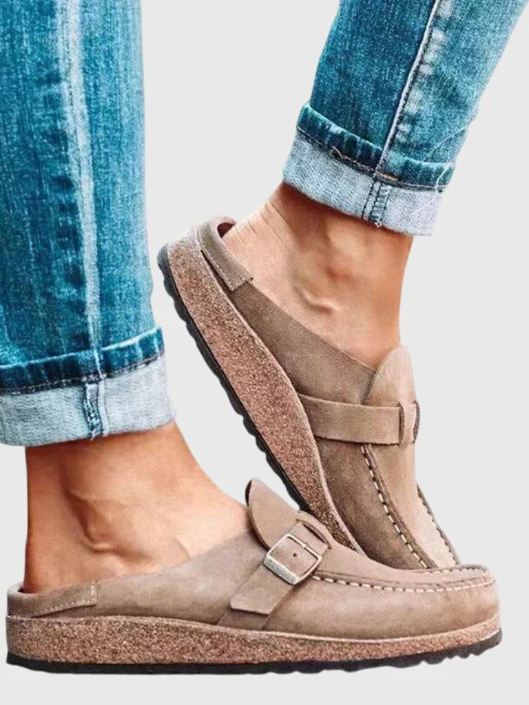 Valencia - Suede Buckle Comfort Clogs