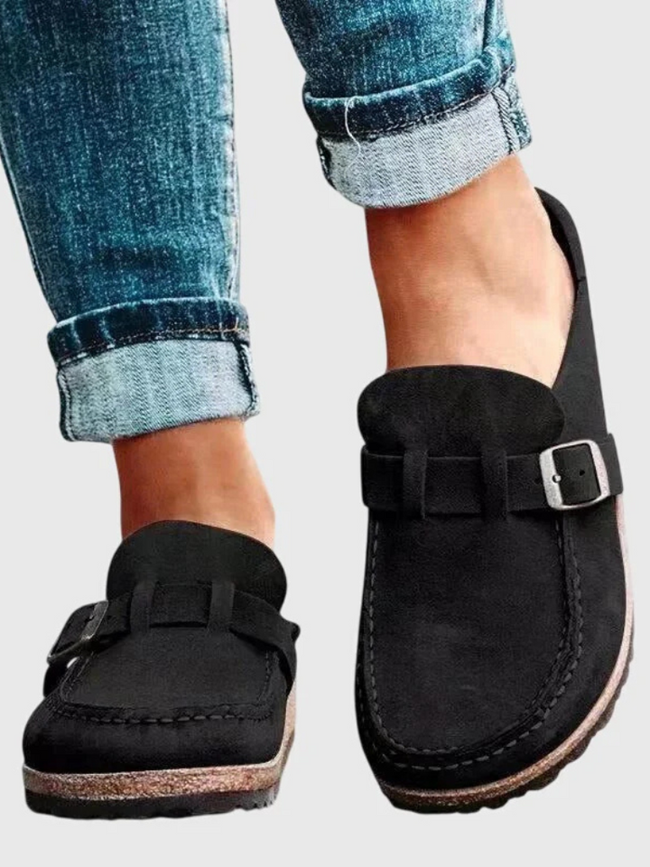 Valencia - Suede Buckle Comfort Clogs