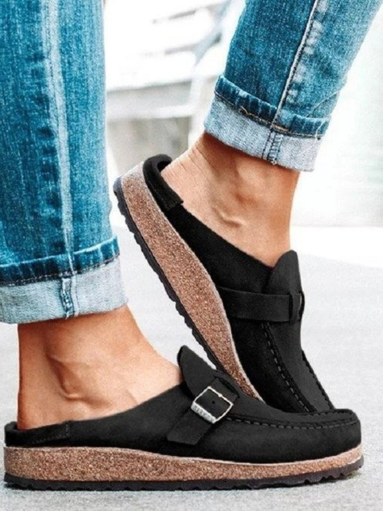 Valencia - Suede Buckle Comfort Clogs