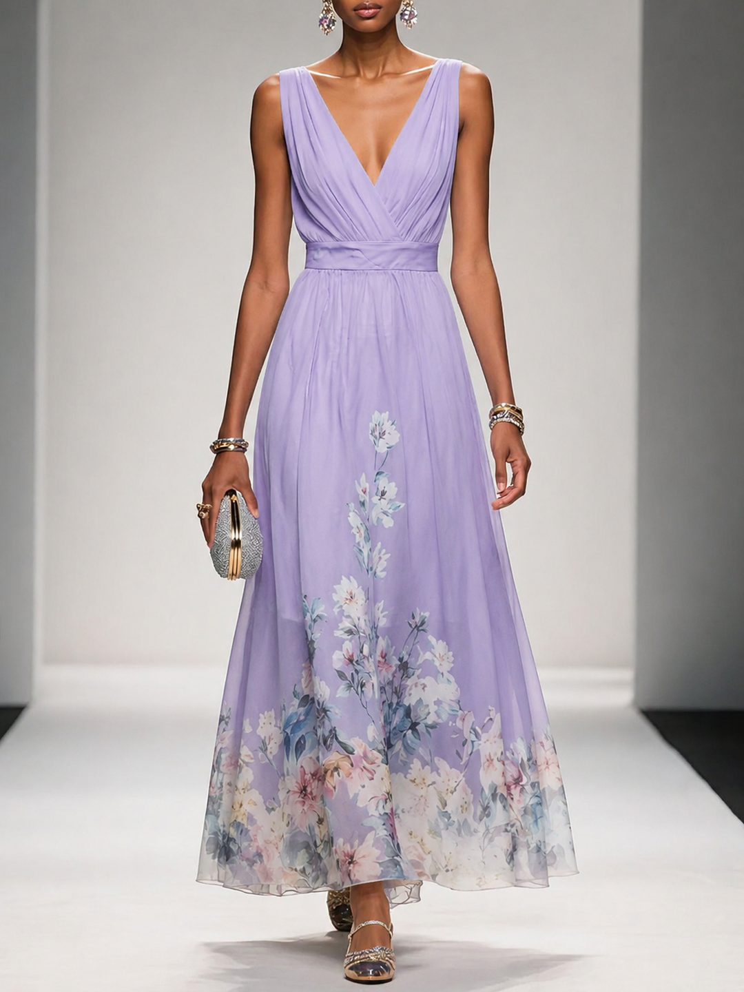Mica - Sleeveless Floral Maxi Dress