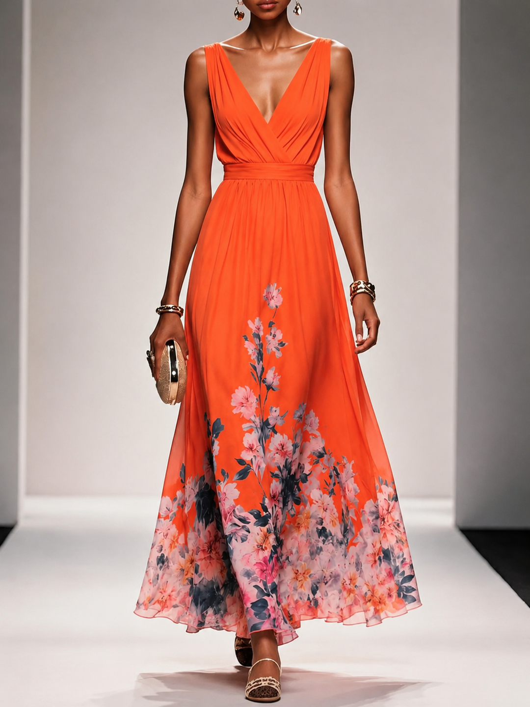 Mica - Sleeveless Floral Maxi Dress
