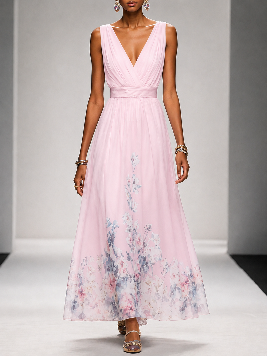 Mica - Sleeveless Floral Maxi Dress