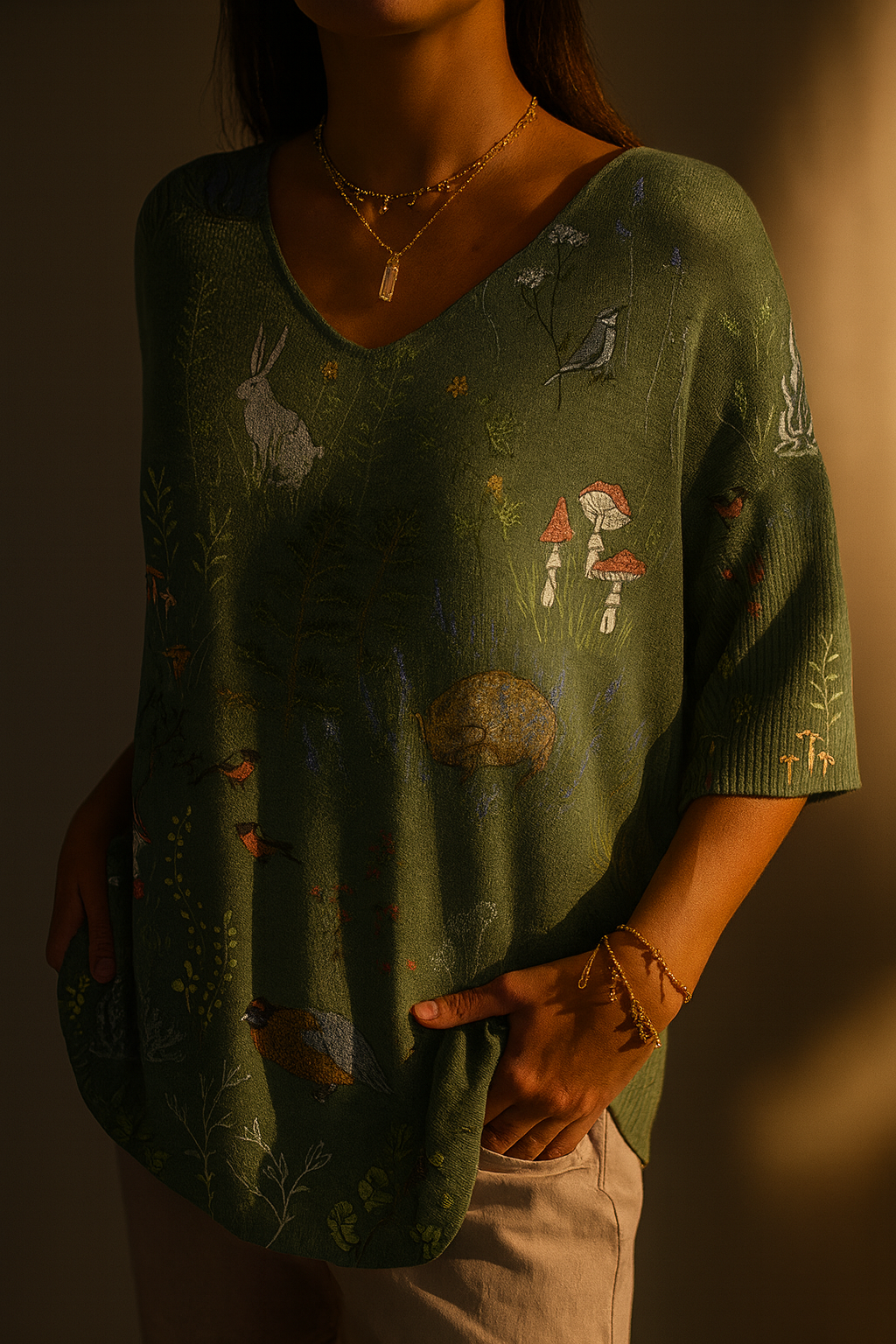 Forest Animal Print Knit Top