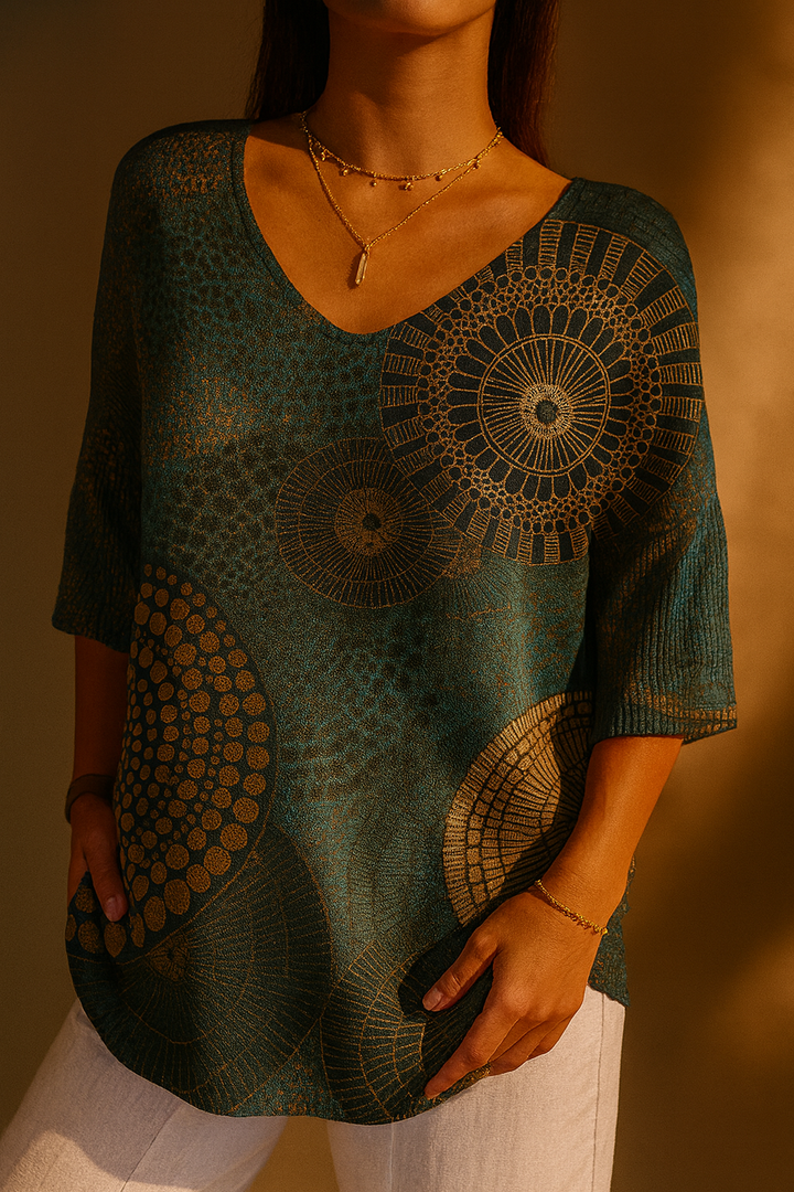 Vintage Geometric Knit Top