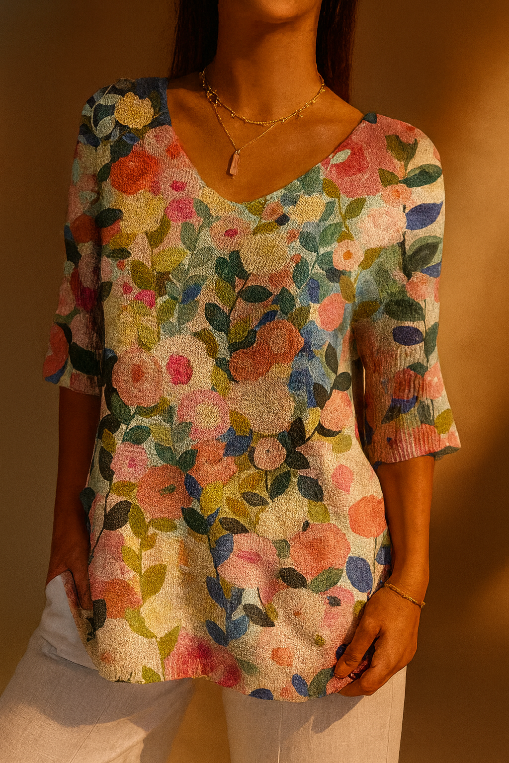 Colourful Floral Knit Top