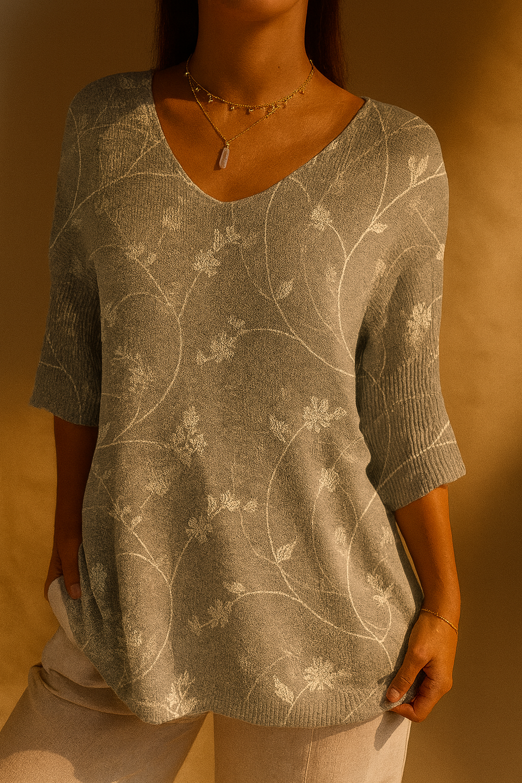 Vintage Floral Knit Top