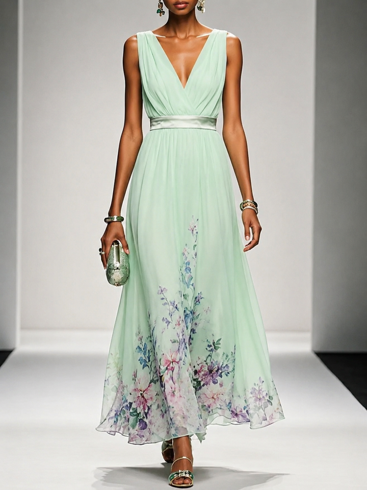 Mica - Sleeveless Floral Maxi Dress