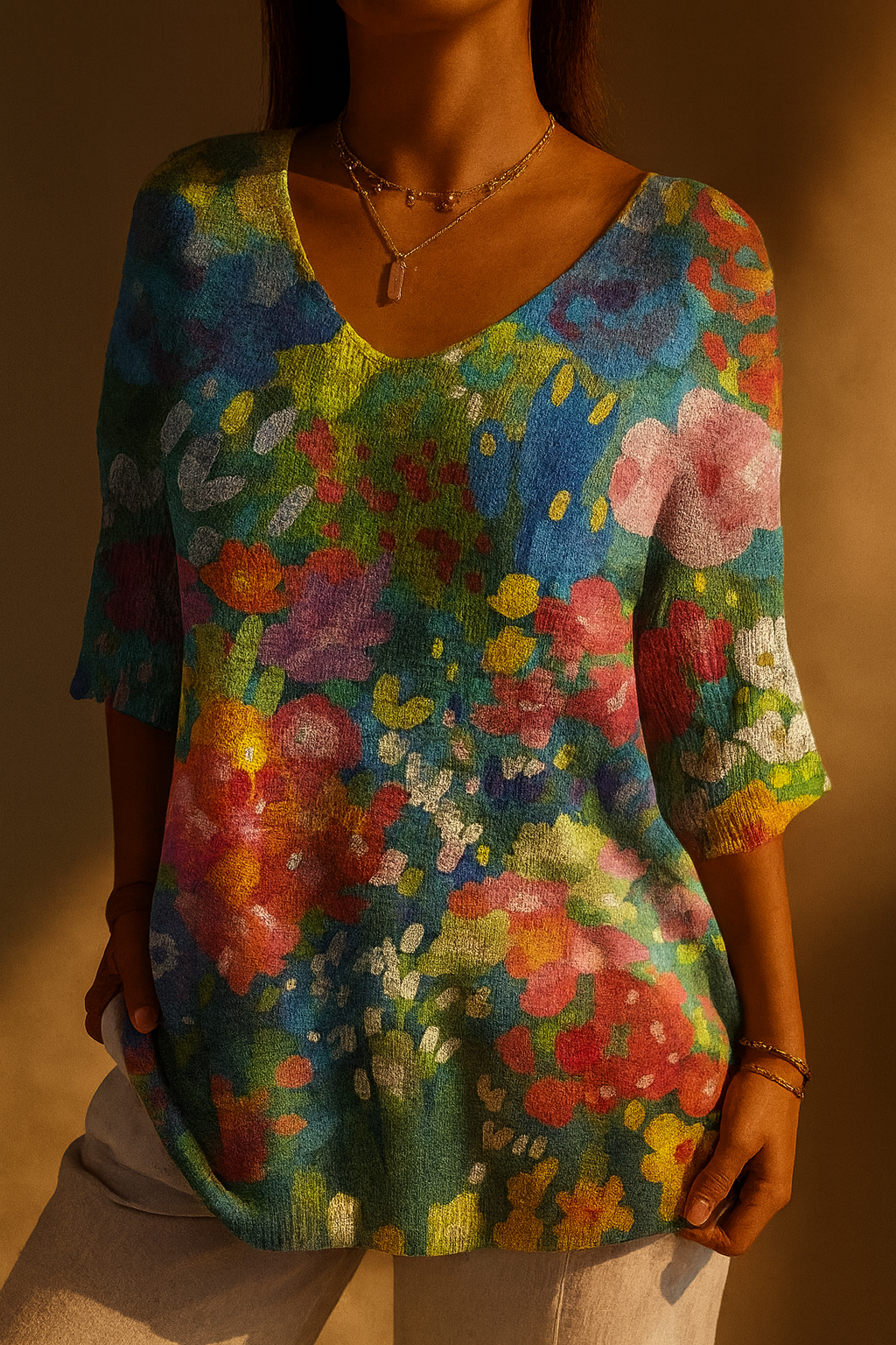 Floral Print Knit Top