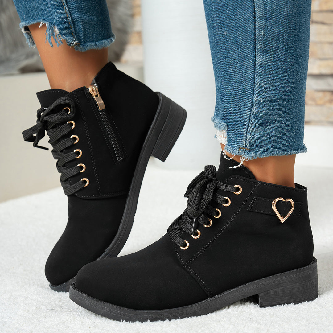 Britta - Buckle Block Heel Short Boots