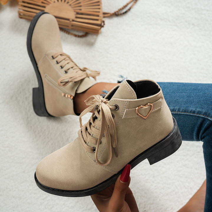 Britta - Buckle Block Heel Short Boots