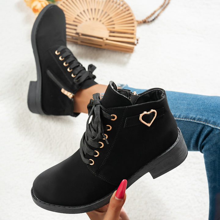 Britta - Buckle Block Heel Short Boots