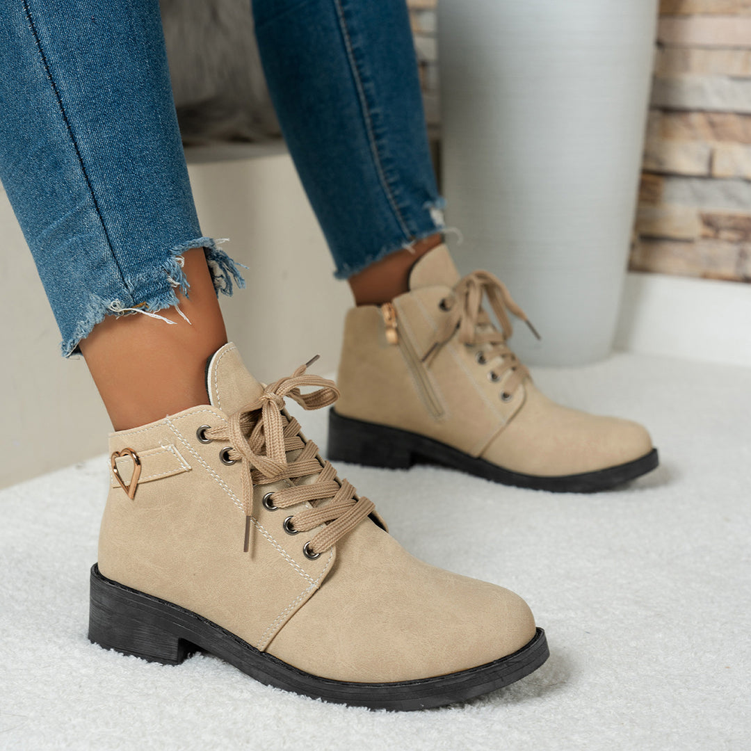 Britta - Buckle Block Heel Short Boots