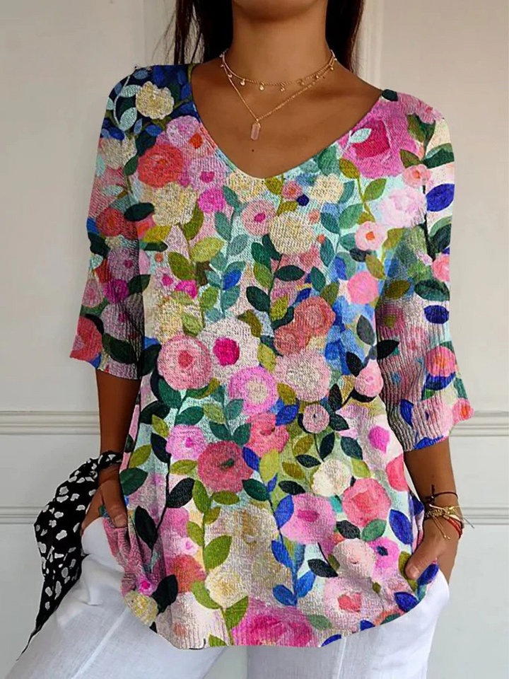 Colourful Floral Knit Top