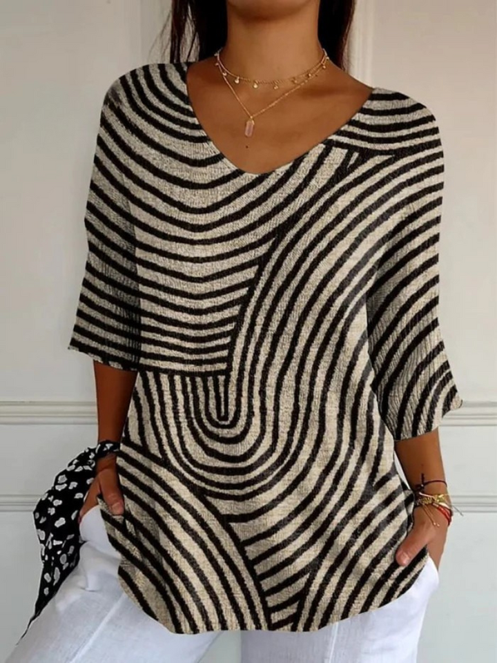 Retro Geometric Knit Top