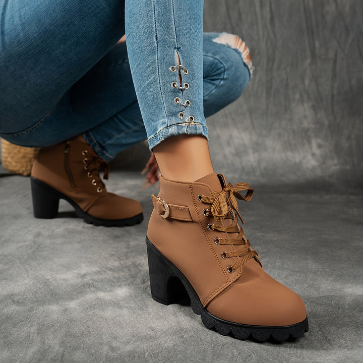 Ember - Lace Up Buckle Ankle Boot