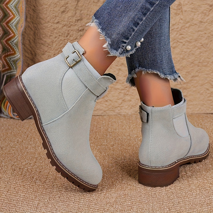 Nora - Slip-On Buckle Ankle Boots