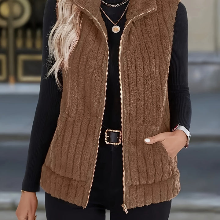 Mila - Plush High-Neck Vest Jacket