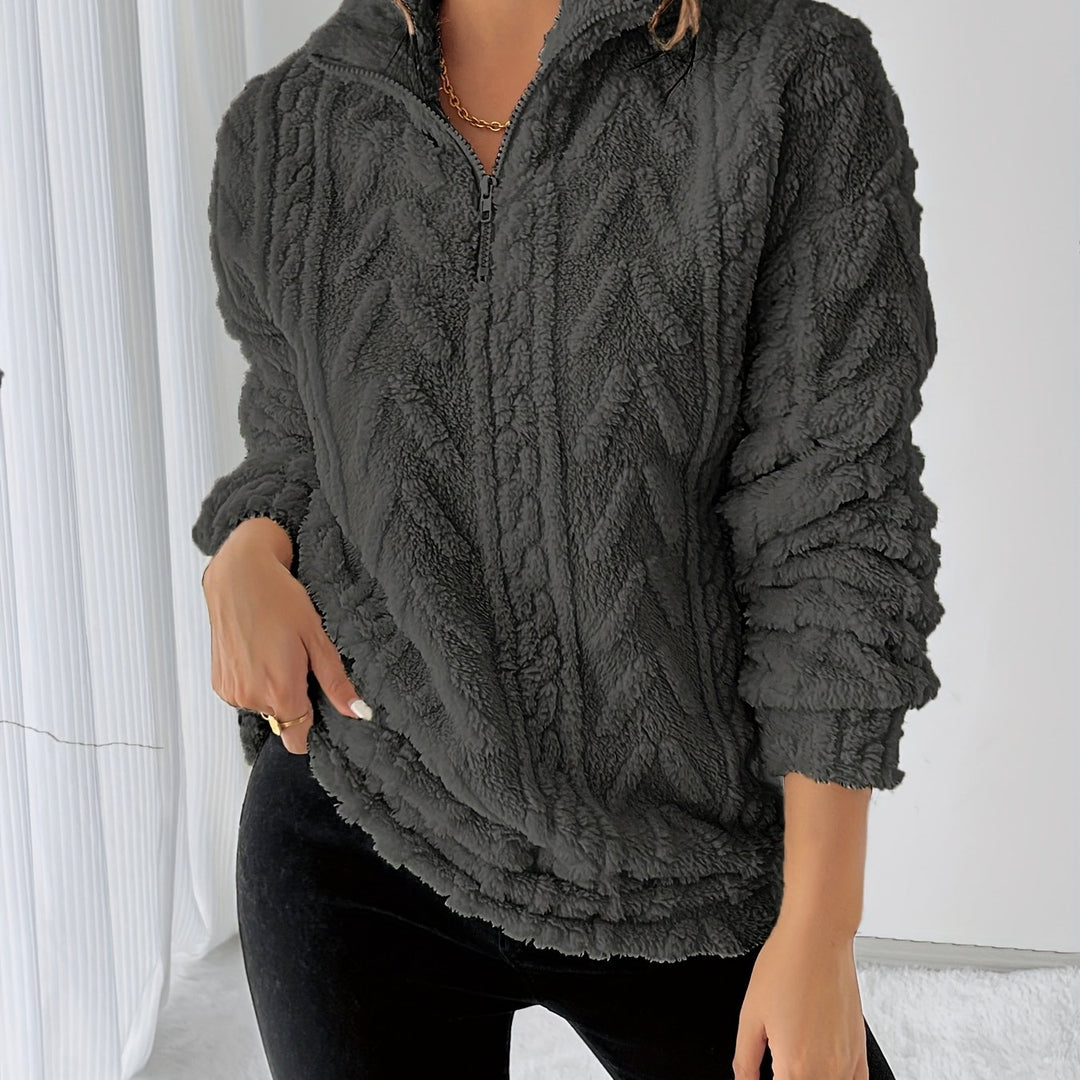 Lena - Fleece Lapel Zip Sweatshirt