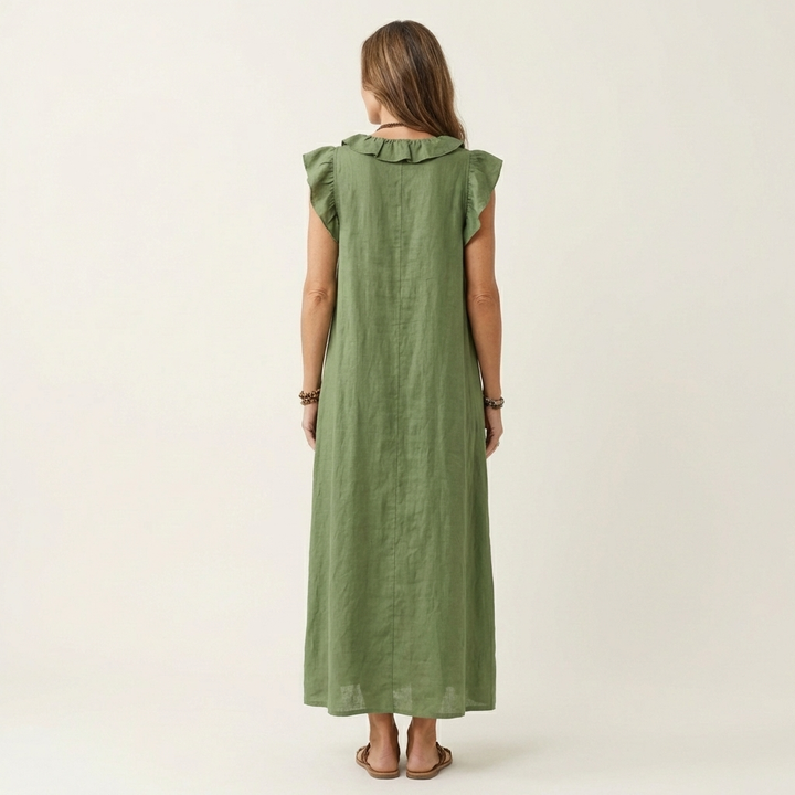 Josette - Elegant Ruffle V-Neck Maxi Dress