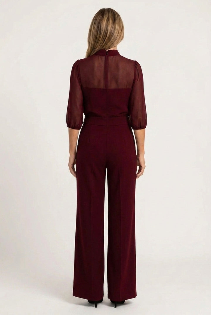 Emma - Elegant Sheer Top & Wide-Leg Trousers 3-Piece Set