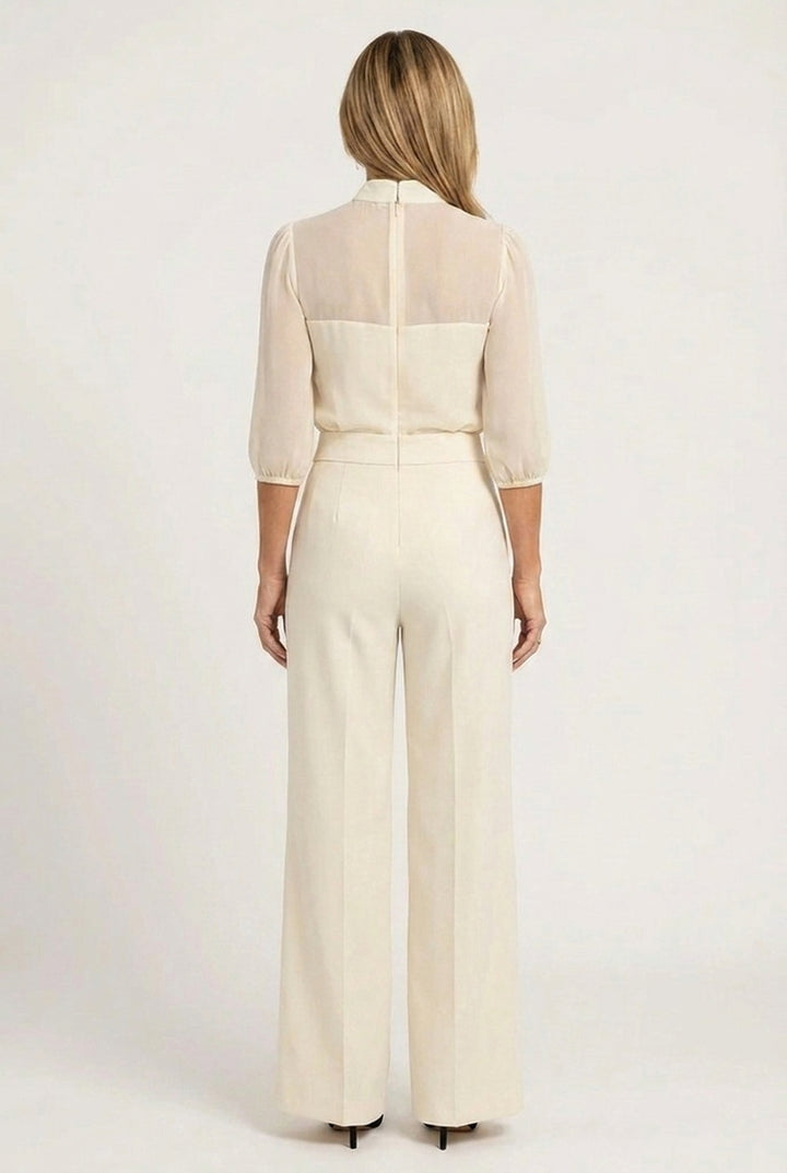 Emma - Elegant Sheer Top & Wide-Leg Trousers 3-Piece Set