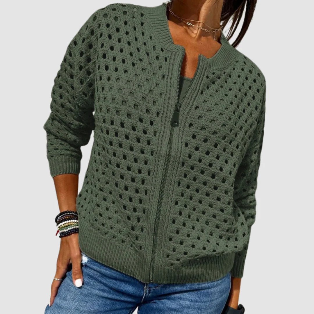 Mckenna - Cutout Zipper Cardigan