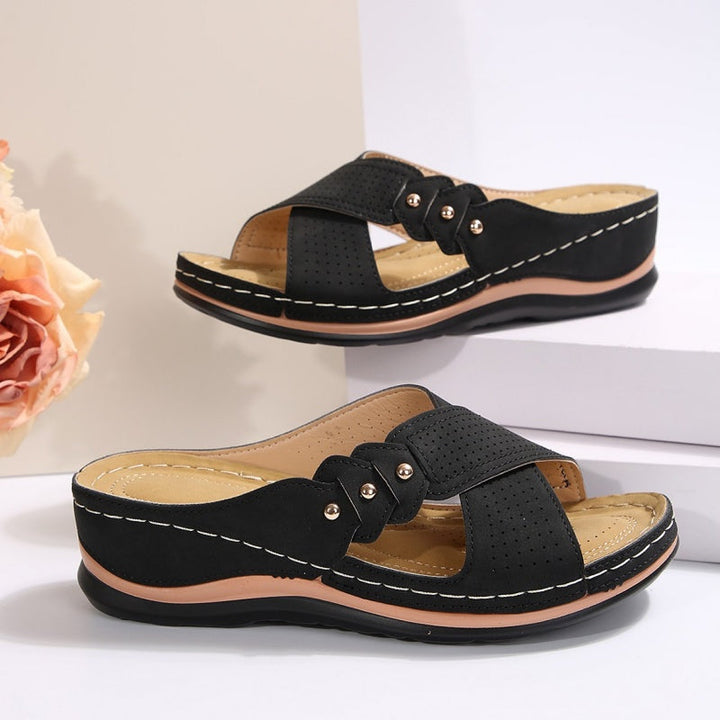 Vera - Cross Strap Wedge Sandals